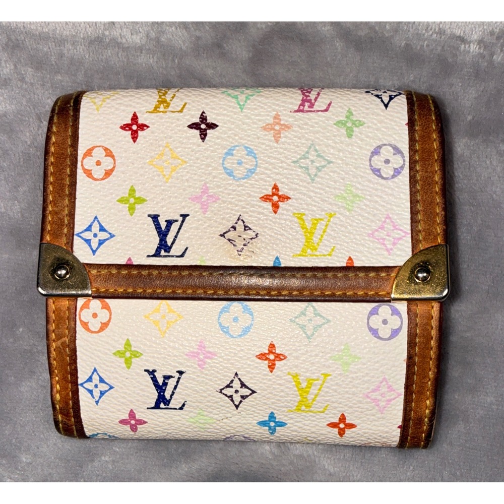 Louis Vuitton Multicolore Monogram Portefeuille Elise Wallet‎ White Murakami Y2K